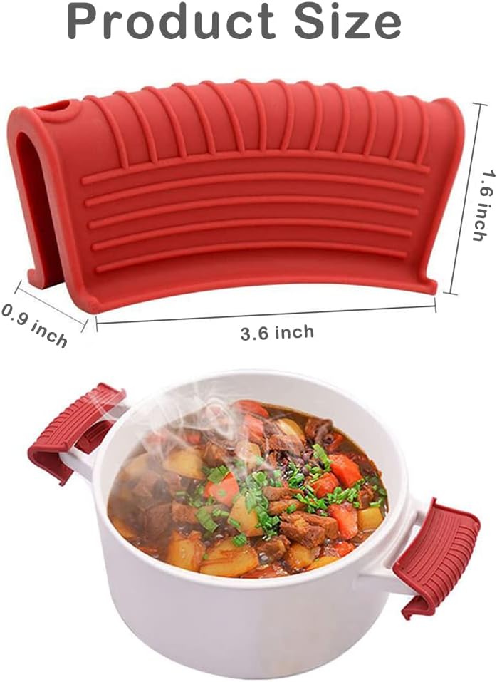 2 Pairs of Silicone Assist Handle Holder,Cast Iron Pan Skillet Handle Covers Soup POTS Pot Handle Holders,Handle Protectors Non-Slip Pot Holder Sleeve,Frying pan Casserole Oven Tray Cookware