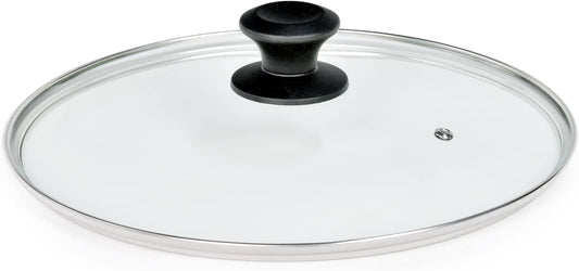 13 In Glass Lid for Frying Pan, Tempered Replacement Cover Compatible with All 13 inches Cookware for Skillets, Round Cast Iron, Cast Aluminium, Stainless Steel Pans &Pots, Black