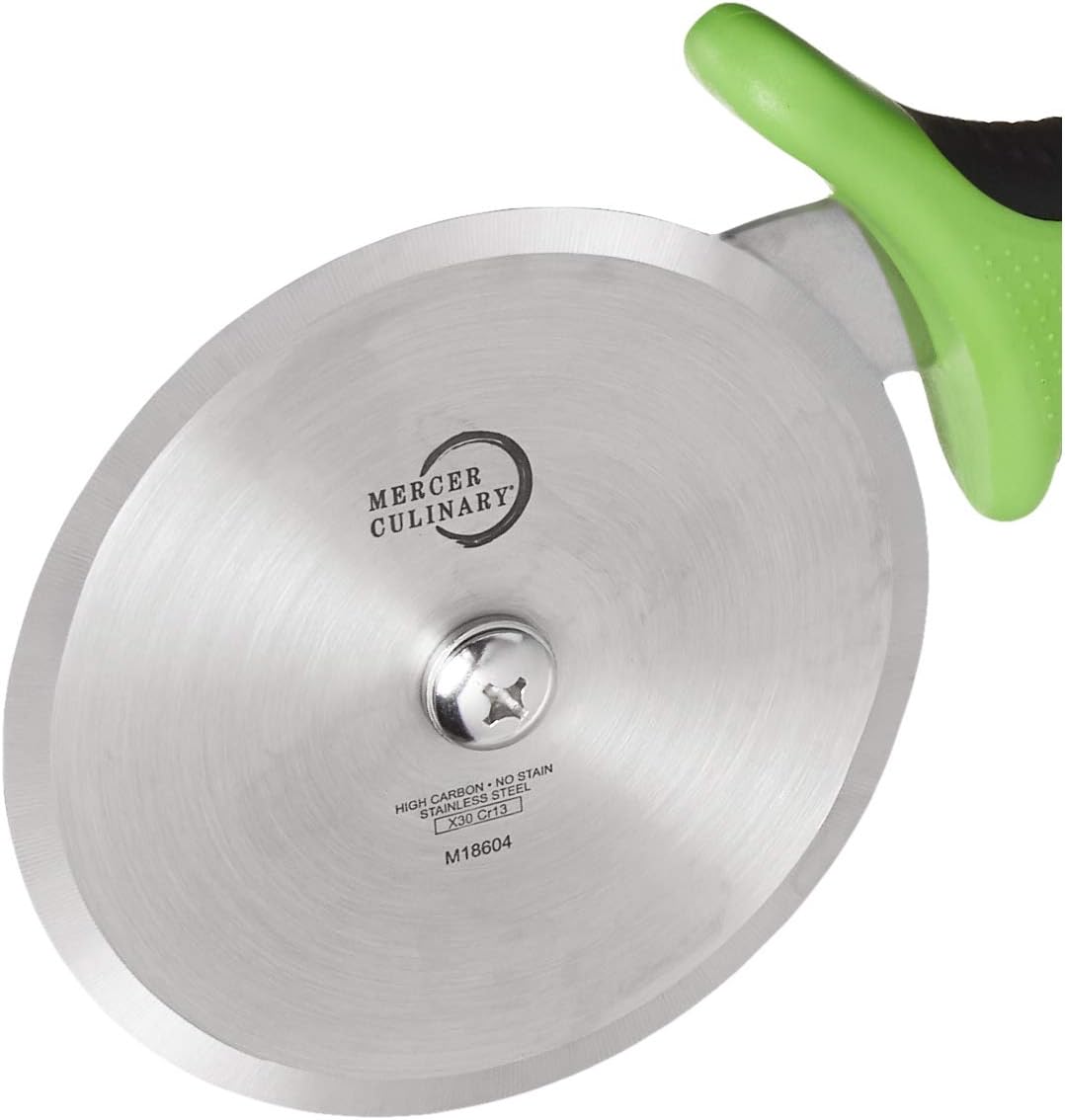 Mercer Culinary MillenniaPizza Cutter with Green Handle, 4 Inch Wheel, Stainless Steel