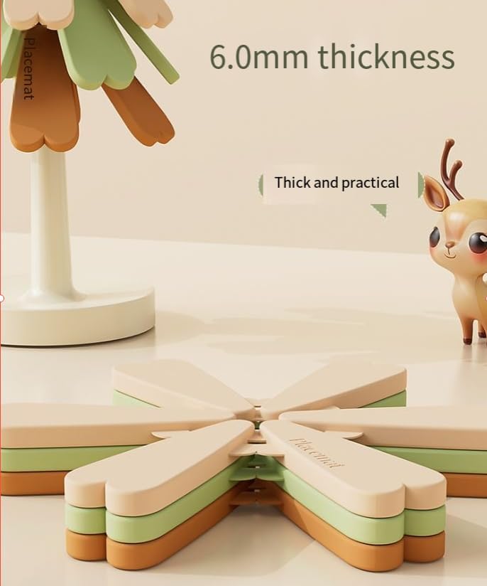 Christmas Tree Silicone Hot Pad, 4-Pack Heat Resistant Trivet for Pots and Pans, Holiday Kitchen Potholder, Coaster, Christmas Table Decor (Four Layers of Yellow and Green Color + Stars)