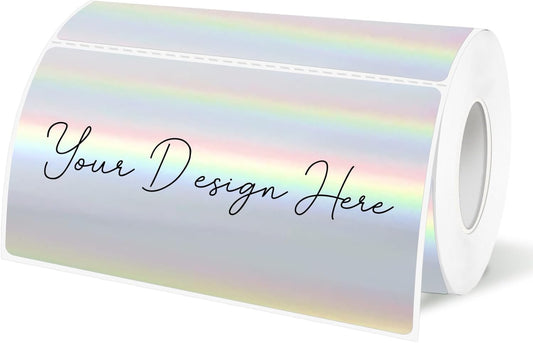 2x4 Inch Holographic Thermal Labels, Silver Direct Thermal Stickers Label, Self-Adhesive Glitter Thermals Printer Sticker Labels, Perforation Line Design- 200Pcs/ 1 Roll