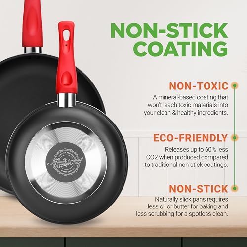 NutriChef 21-Piece Nonstick Cookware Set - PTFE/PFOA/PFOS Free Heat Resistant Lacquer Kitchen Ware Pots Pan w/ Cool-Touch Handles, Saucepan, Fry Pans, Lid, Bakeware, For Gas Electric Ceramic Cooktops