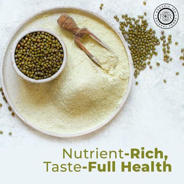 Pride of India - PACK of 6 - Mung Bean Flour 1 lbs (454 gm) Nutty Slightly Sweet Earthy Taste Freshly Milled in Small Batches | Used for Cooking Baking Binding Agent Fritters Noodles Pancakes Bread