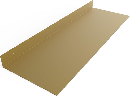 DIY CARTEL Linear Floating Shelf - Forged Raw USA Manufactured Steel - Industrial Heavy Duty Metal Wall Mounted Modern Rustic Shelf - Made in The USA (36-inch x 12-inch Gold)