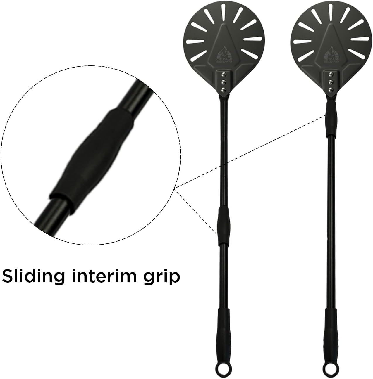 Chicago Brick Oven Turning Perforated Pizza Peel - 7" Diameter - 35" Overall Length - Premium Pizza Peel, Pizza Steel, 12 Inch for Professional and Home Use