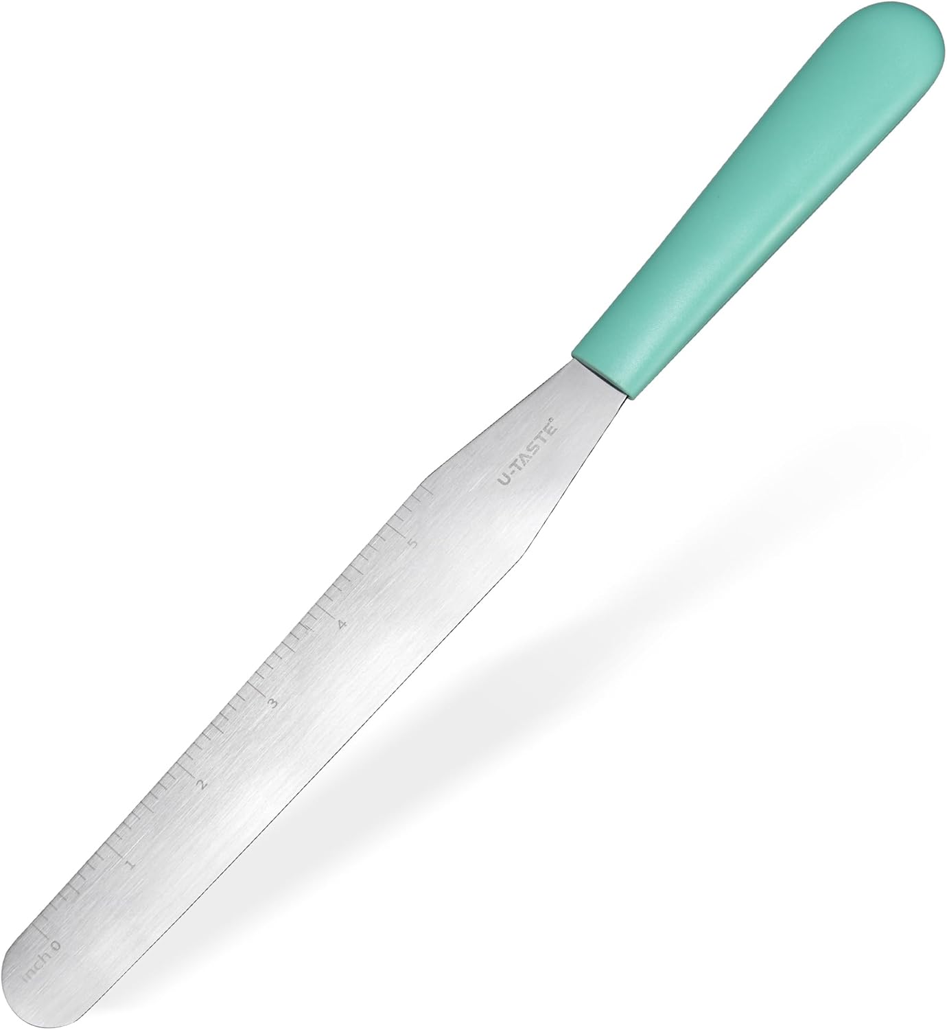 U-Taste 8in Cake Icing Spatula: Flexible Decorating Frosting Knife with Straight Thinner Stainless Steel Blade, Smooth Spreading Tools with Comfortable PP Handle for Cookie, Cream, Cupcake (Aqua Sky)