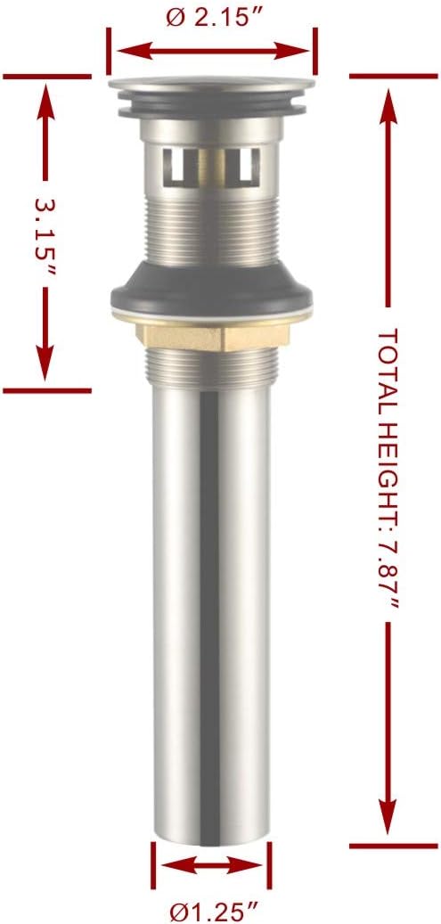 Purelux Bathroom Sink Drain Stopper Faucet Vanity Sink Pop Up Drain Assembly with Overflow, Brushed Nickel Finish