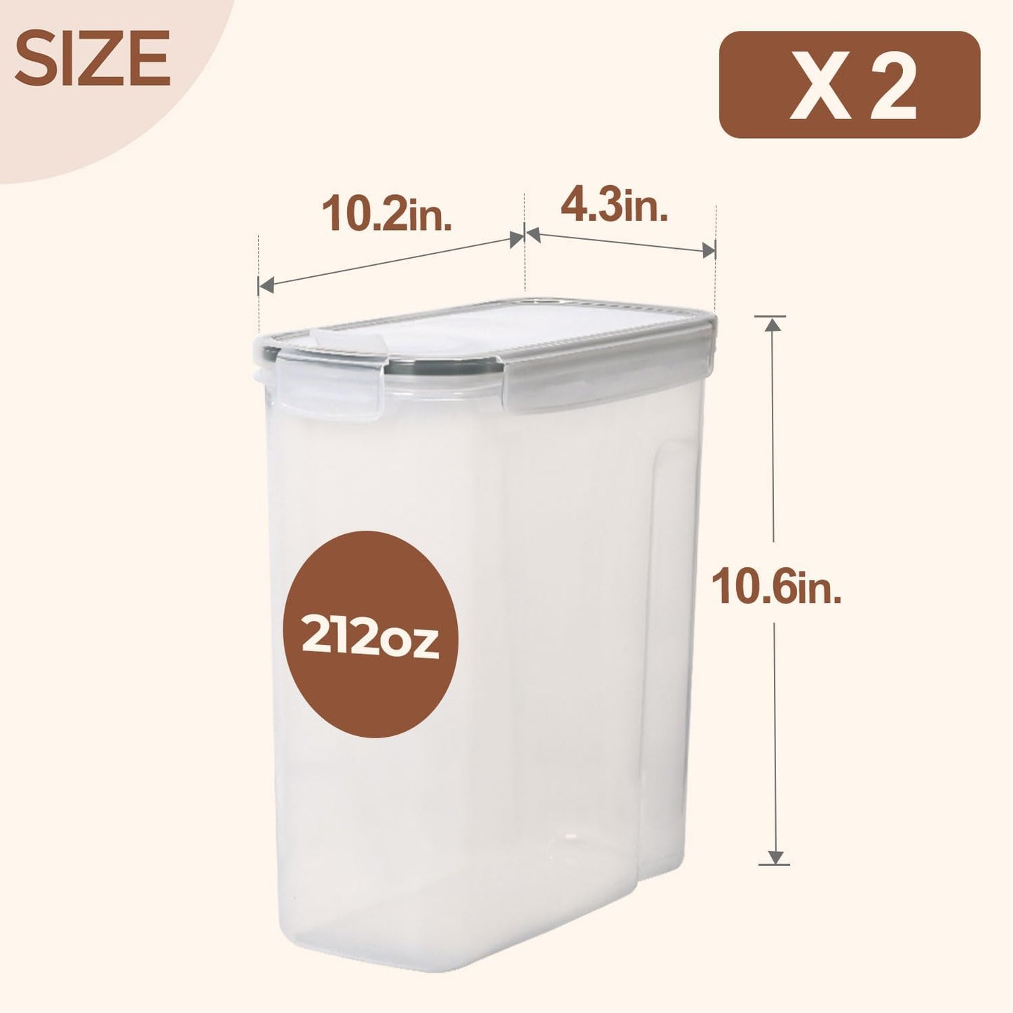 Cereal Storage Containers Set (6.3L / 213OZ) – Airtight Food Storage with Lids, Pantry Organizer for Rice, Sugar, Flour