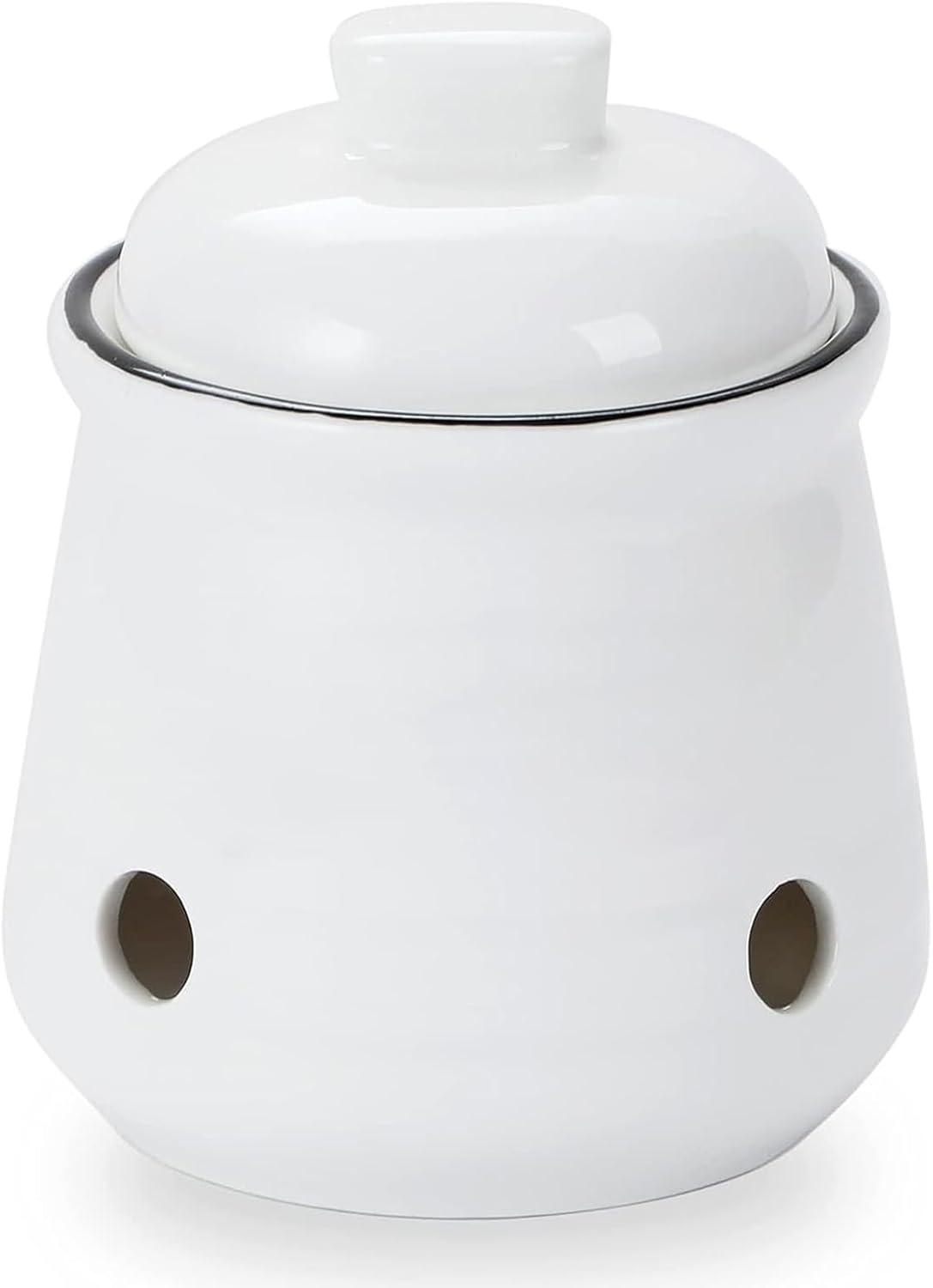 HAOTOP Ceramic Mini Garlic Keeper with Lid, Garlic Container Saver for Countertop, Keep Your Garlic Cloves Fresh (White)