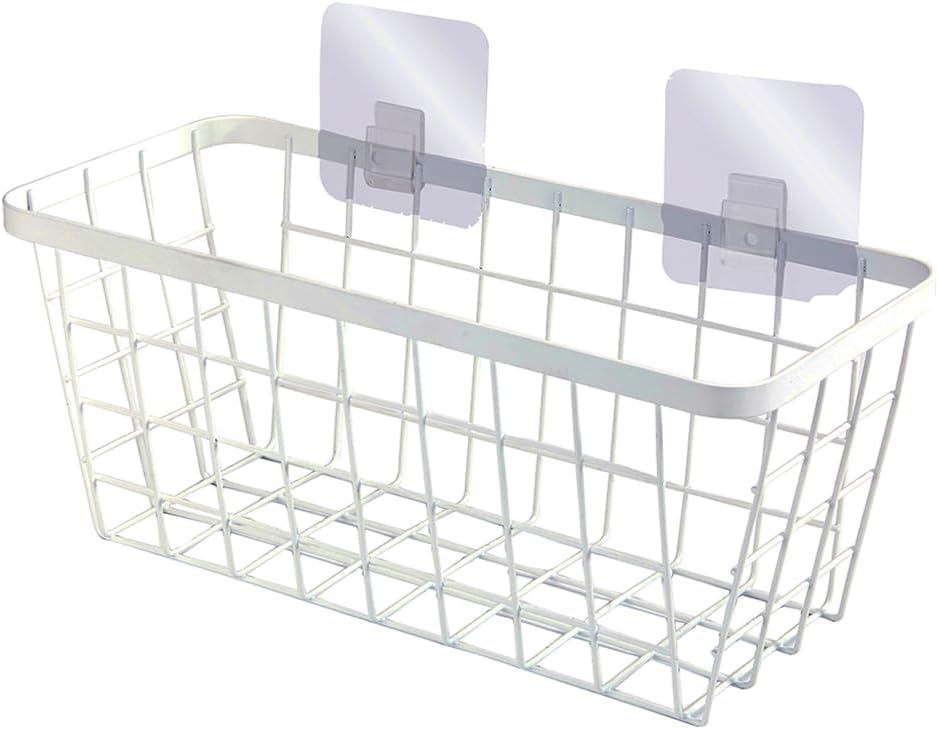 2 Set LeleCAT Hanging Wall Basket Organizer, Over the Cabinet Door Adhesive Wire Baskets for Organizing Kitchen Food Pantry Bathroom Shelf Storage No Drilling Wall Mounted,White
