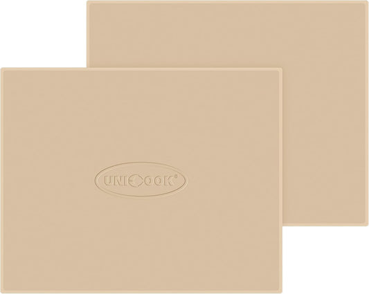 Unicook 2 PCS Pizza Stones Set, 15 x 12 Inch Rectangular Pizza Stone for Oven and Grill, Large Cordierite Cooking Pan for Baking and Grilling, Thermal Shock Resistant, Including Dough Scraper