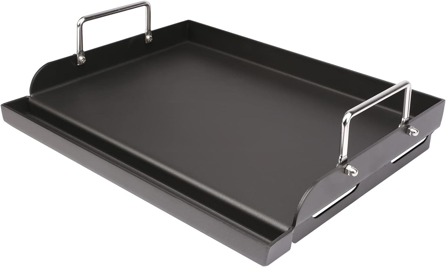 Griddle for Gas Grill, Flat Top Cast Iron Griddle Insert for Outdoor Gas Grill, 17" x13" Nonstick Coating Cooking Skillet Pan Teppanyaki for Weber Charbroil Camp Chef and Gas/Charcoal/Electric Grill