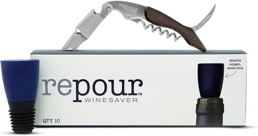 Wine Essentials Combo Pack – Premium Corkscrew & Wine Saver | Manual Wine Key Removes Corks Easily, Wine Stopper Preserves Wine Easily|Perfect for Wine Lovers and Enthusiasts (Mahogany 10 Pack)
