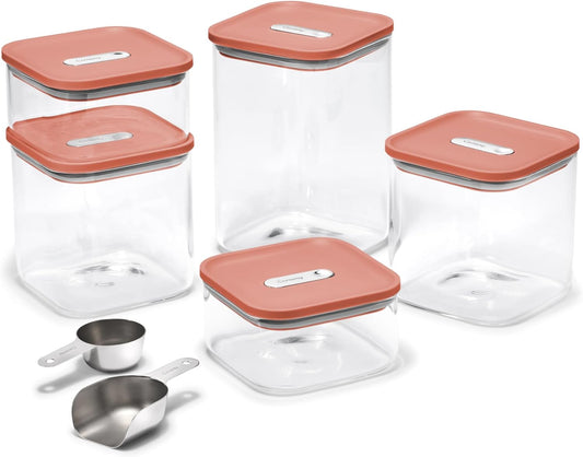 Caraway 14-Piece Glass Airtight Food Storage Containers with Lids – Non-Toxic, BPA-Free Kitchen Storage Containers – Stackable, Space-Saving Airtight Containers for Dry Goods and More - Perracotta