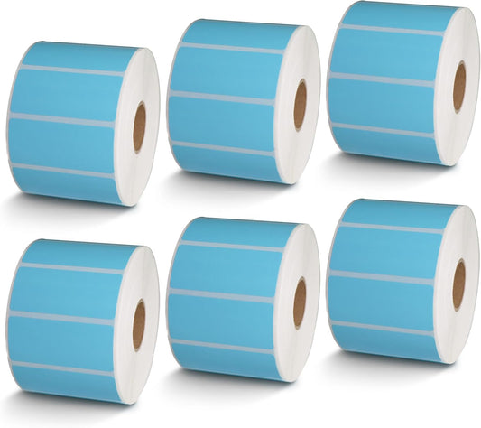BETCKEY - 2.25" x 1" File Folder & Multipurpose Labels Compatible with Zebra & Rollo Label Printer,Premium Adhesive & Perforated[Light Blue, 6 Rolls, 9000 Labels]