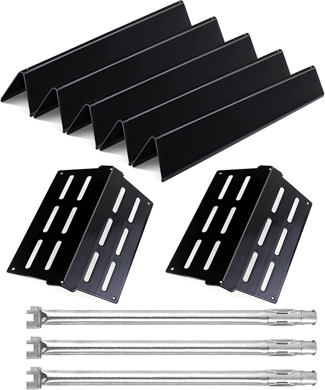 Flavorizer Bars Heat Deflector Burner Tube Set Kit for Weber Series E310 E320 E330 EP310 EP320 EP330 with Front Control Knob 7620-7622-62752, Porcelain Steel Grill Replacement Parts