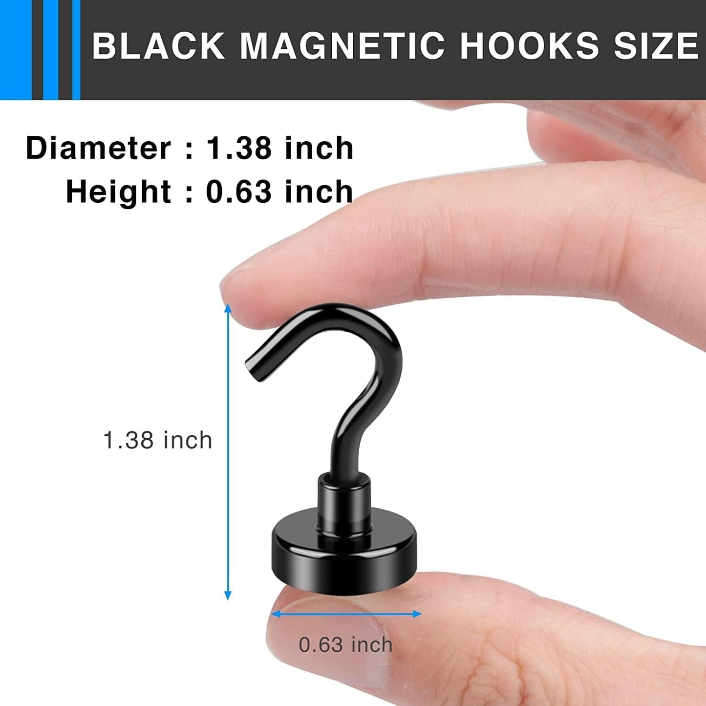 LOVIMAG Magnetic Hooks，30Lbs Magnets with Hooks for Cruise, Black Magnetic Hooks for Hanging, Fridge, Classroom, Refrigerator, Ceiling, Office, Kitchen. Grill, Garage-30Pack