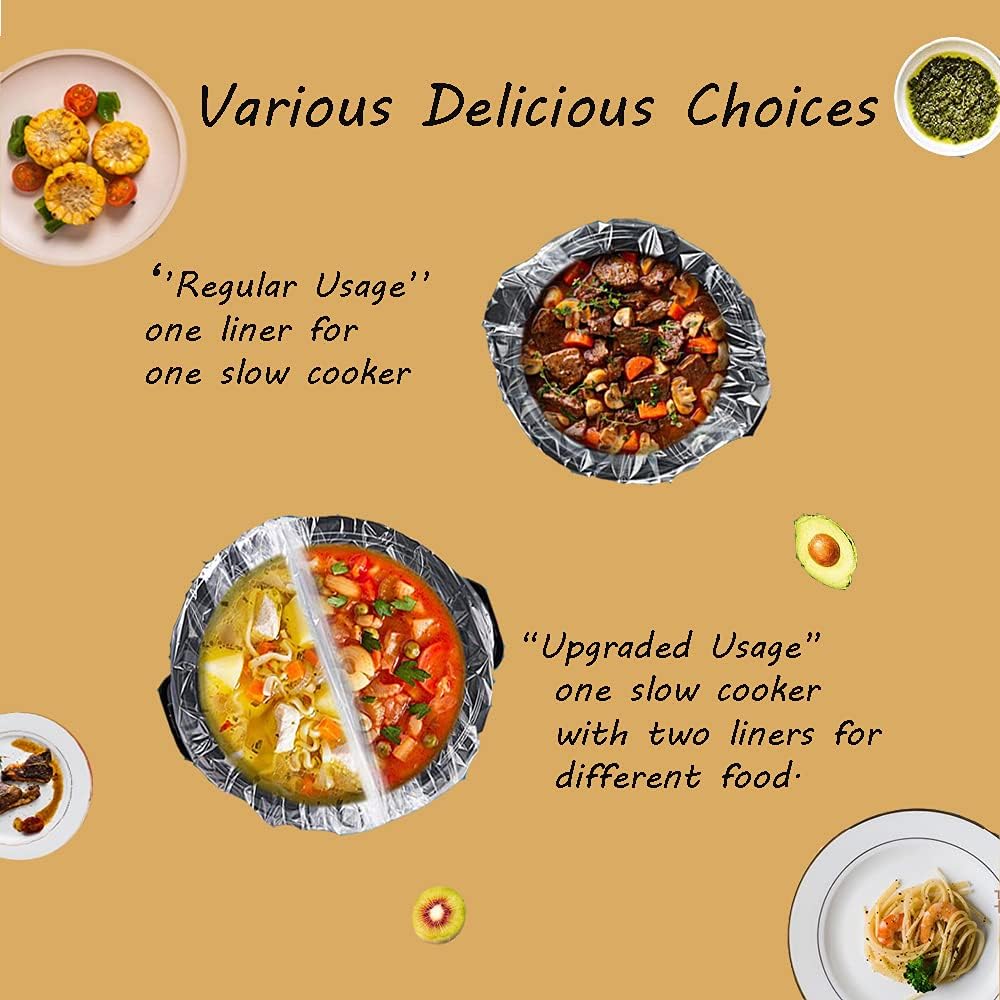 32 Bags Slow Cooker Liners, Disposable Multi Use Cooking Bags,Large Size Fit 3QT to 8QT, Plastic Bags for Slow Cooker, Pans, Aluminum Cooking Trays, BPA Free-13 x 21 Inches