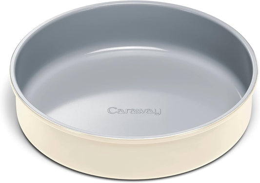 Caraway 9” Circle Pan - Non-Stick Ceramic Coating - Free From Forever Chemicals - Perfect for Birthday Cakes, Tartes, & More - Cream