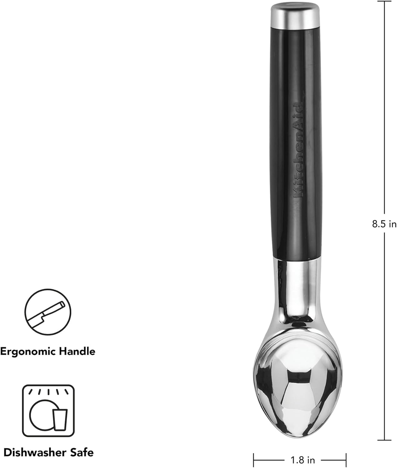KitchenAid Classic Ice Cream Scoop, 8.6 inches, Black