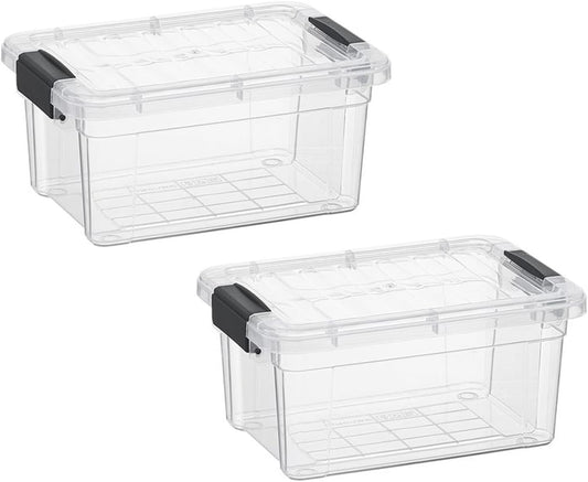 Superio Clear Storage Bins with Lids, Stackable Storage Box with Latches and Handles, Extra Small, 2 Pack 1.75 Quart