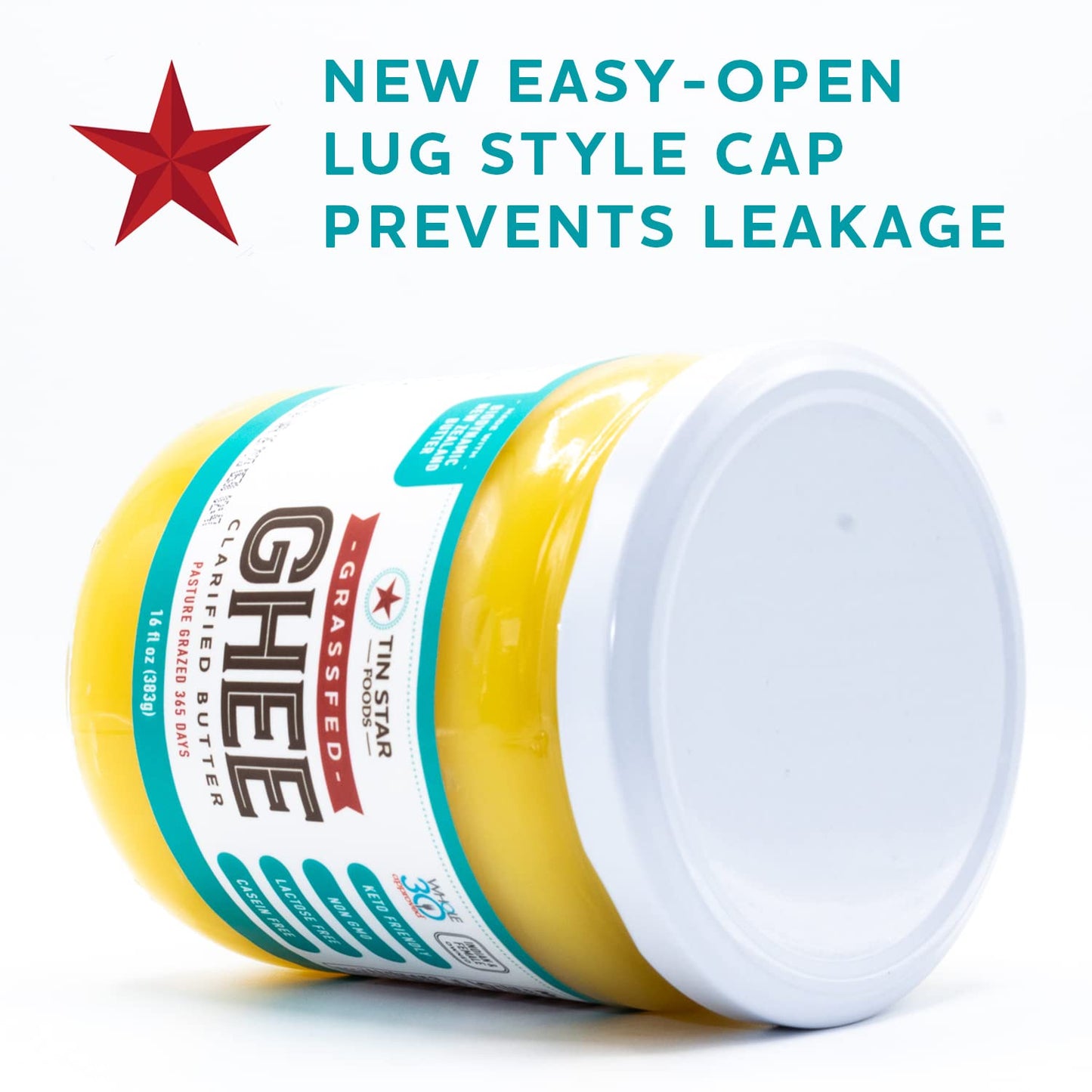 Tin Star Foods - 16 oz Certified Grassfed Traditional Desi Ghee GLASS JAR. Made in kettles and hand filtered in Dallas Texas. Indian owned brand