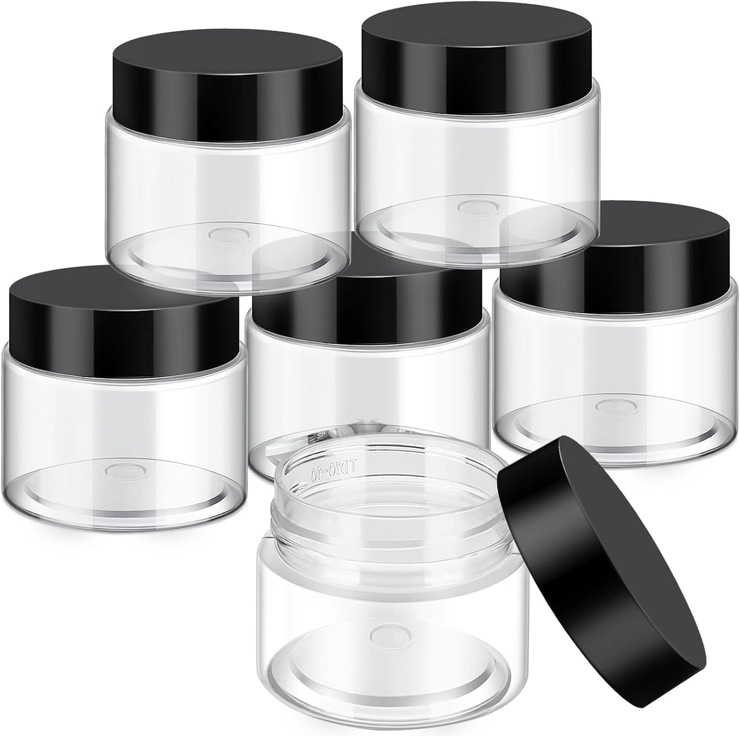 SATINIOR 6 Pack 3 oz Plastic Jars Containers with Lids Wide-mouth Refillable Leakproof Reusable Round Empty Jars for Travel Cosmetic Dry Food SpiceCandy Cookie Home Kitchen Organizing(Black)