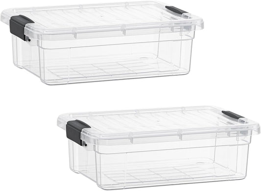 Superio Clear Storage Boxes with Lids, 4.5 Quart Plastic Container Bins for Organizing, Stackable Crates, BPA Free, Non Toxic, Odor Free, Organizers for Home, Office, School, and Dorm