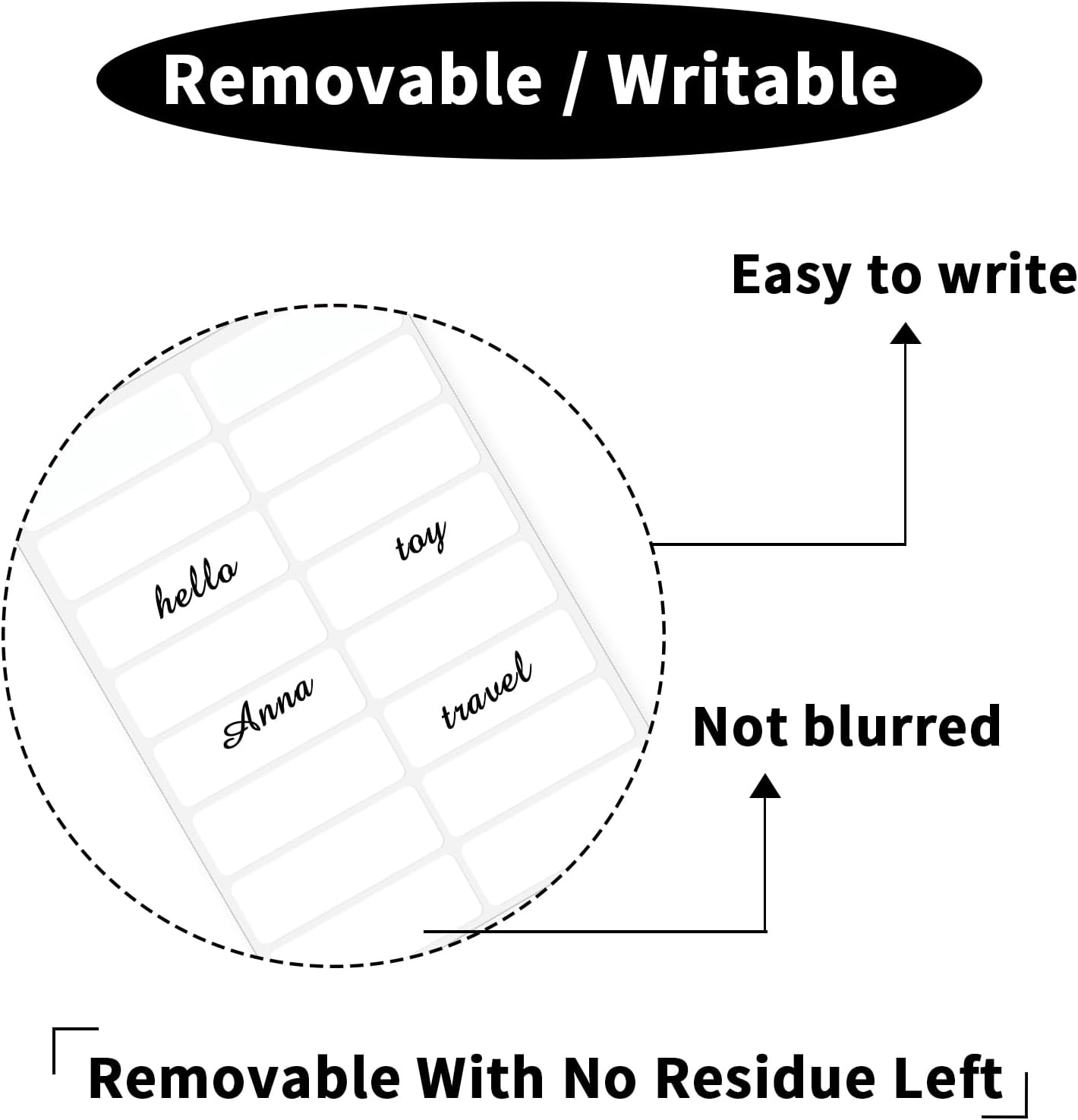 Blank Removable Labels, 1x3 Inch White Freezer Labels for Food Containers, Freezer Label to Write on/Waterproof/Easy Peel Off (240Pcs)
