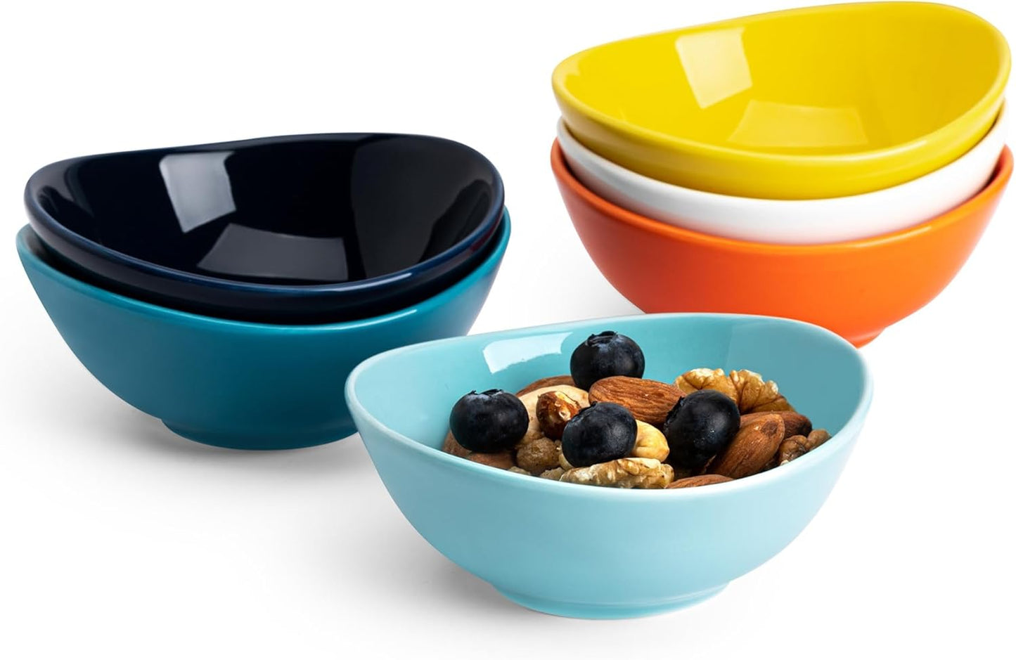 Sweese Porcelain 4oz Bowls Set of 6, Assorted Colors - Durable for Sauce, Dipping, Snack Side Dishes, Microwave Dishwasher Safe