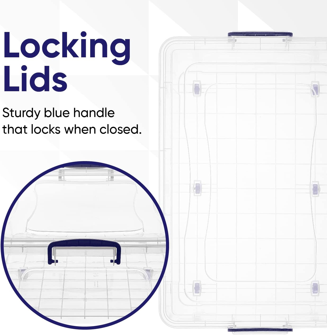 Superio Storage Bins with Lids, Clear Plastic Containers for Organizing, Stackable Totes, BPA Free, Odor Free, Organizer Boxes for Home, and Dorm (2 Pack, 42 Quart)