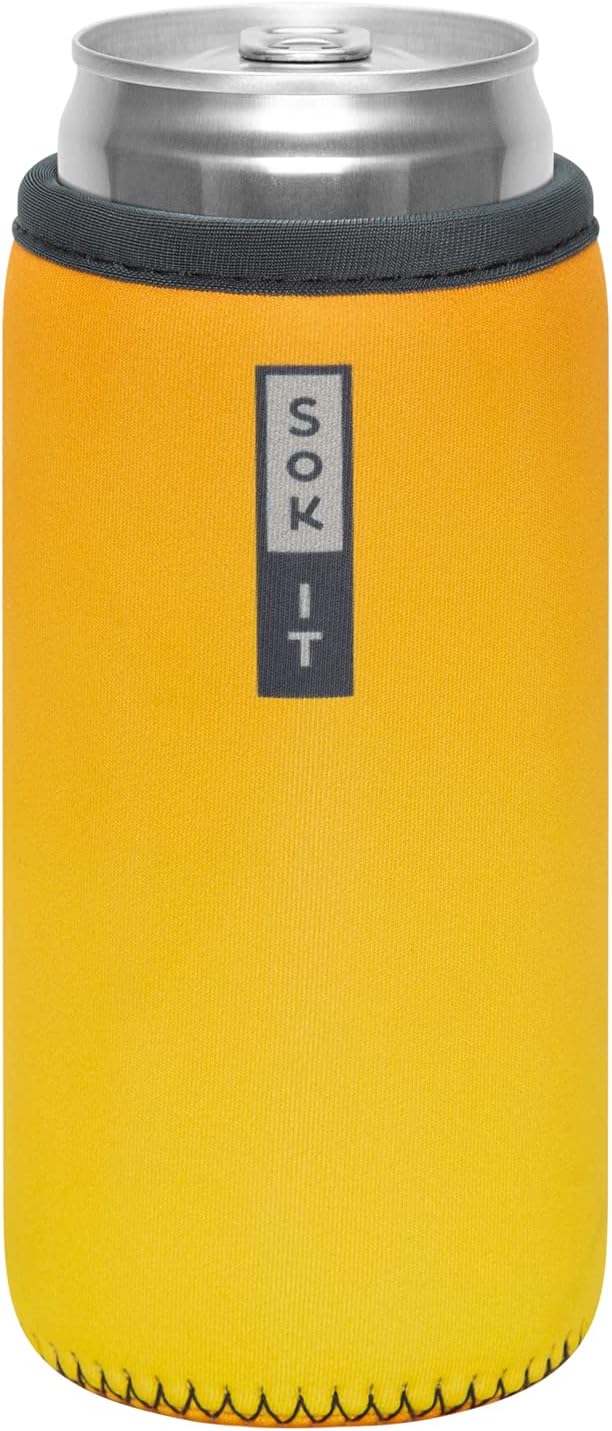 Sok It CanSok Sleeve for Beer & Soda Insulated Neoprene Cover (Mango Ombre, 12oz Slim Can Sleeve)