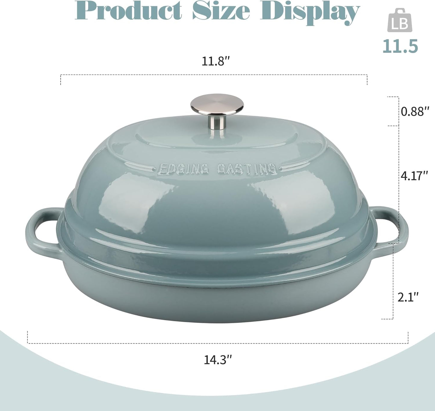 Enameled Oval Cast Iron Dutch Oven Pot with Lid, Bread Dutch Oven for Sourdough Bread Baking, 6QT, Seasalt