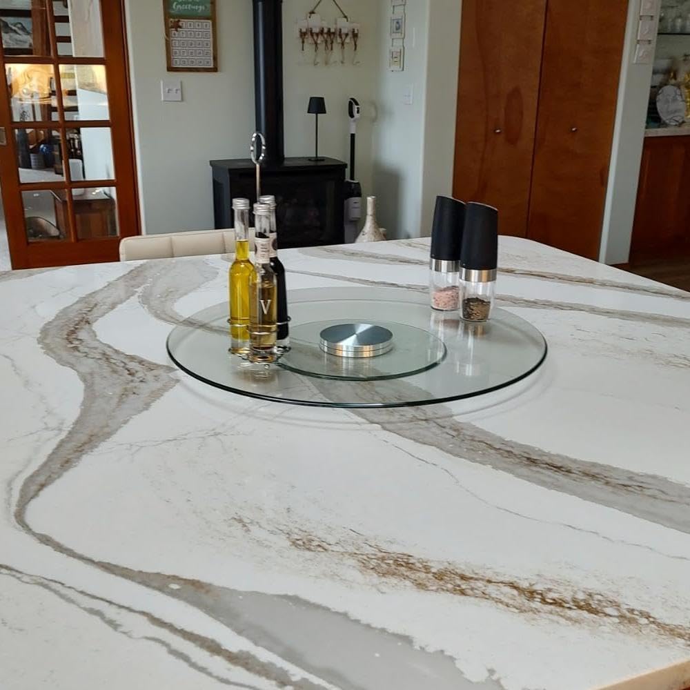 30" Heavy-Duty Lazy Susan - 1/3" Extra-Thick Tempered Glass (50% Thicker!) - Anti-Tip Silent Turntable for Dining Tables, Banquets