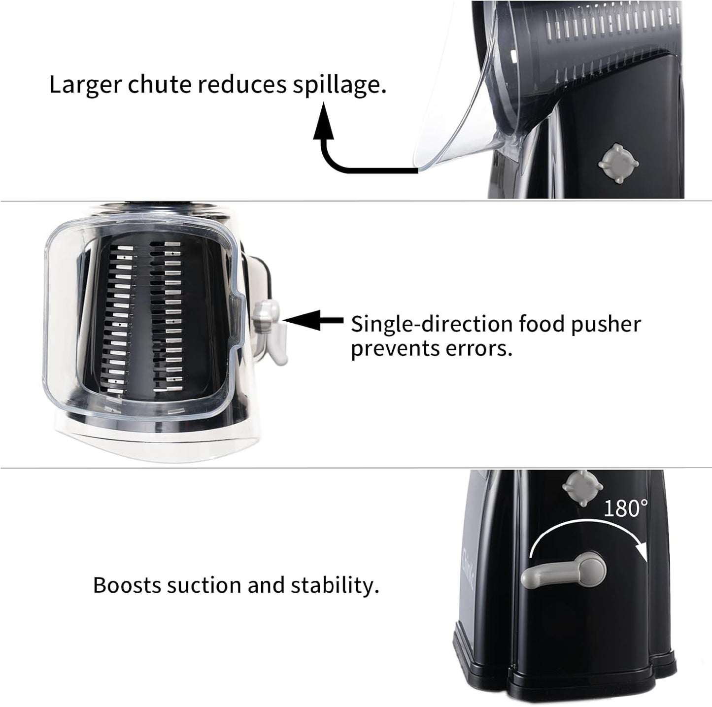 Rotary Cheese Grater Shredder - Upgraded 5 in 1 Cheese Grater with Handle and Strong Suction Base, Multi-purpose Julienne Slicer Ice Shaver Nuts Grinder for Ice, Vegetables, Fruit, Nuts