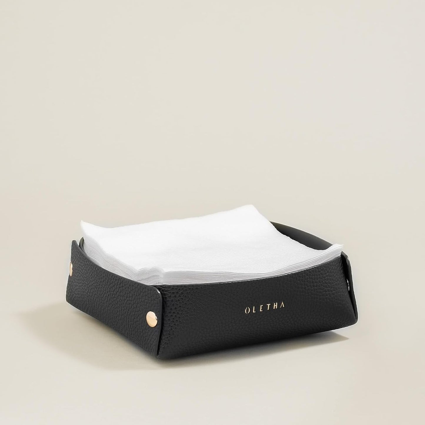 OLETHA Napkin Holder for Luncheon Napkins - Aesthetic Desk Decor for Kitchen & Dining Table - Black