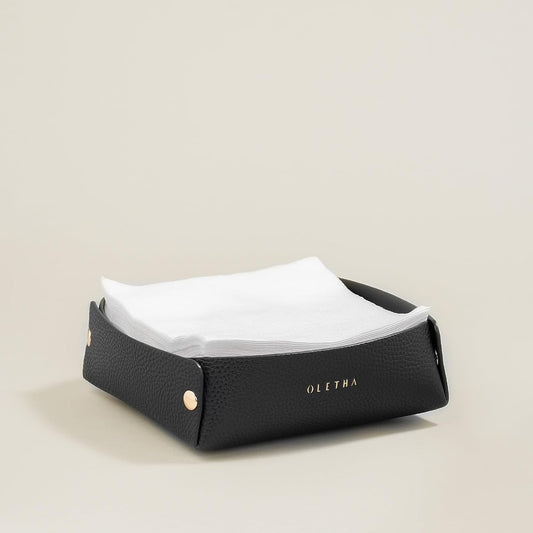 OLETHA Napkin Holder for Luncheon Napkins - Aesthetic Desk Decor for Kitchen & Dining Table - Black