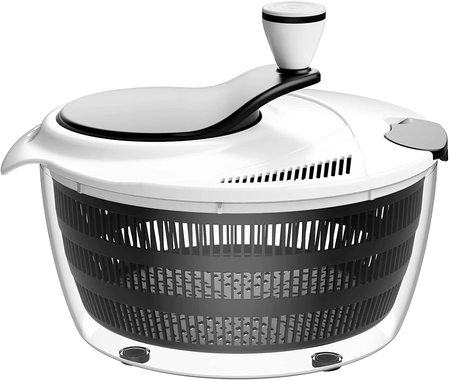 Smile mom Salad Spinner Large Lettuce Spinner Kitchen Gadgets, Large Salad Spinner Vegetable Washer, High Efficiency for Home Kitchen Washing & Drying Leafy Vegetables With Rotary Handle 4.2Qt Black