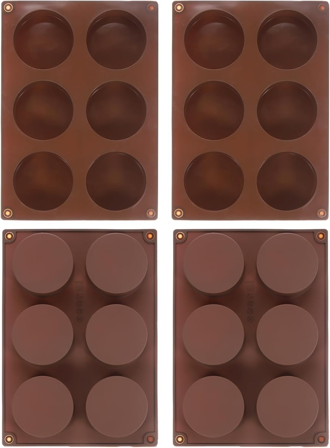 uxcell 4pcs Silicone Muffins Pan, 6 Cup Silicone Cupcake Pan Nonstick Baking Tray for Muffins, Cupcakes, Dishwasher Safe, Brown