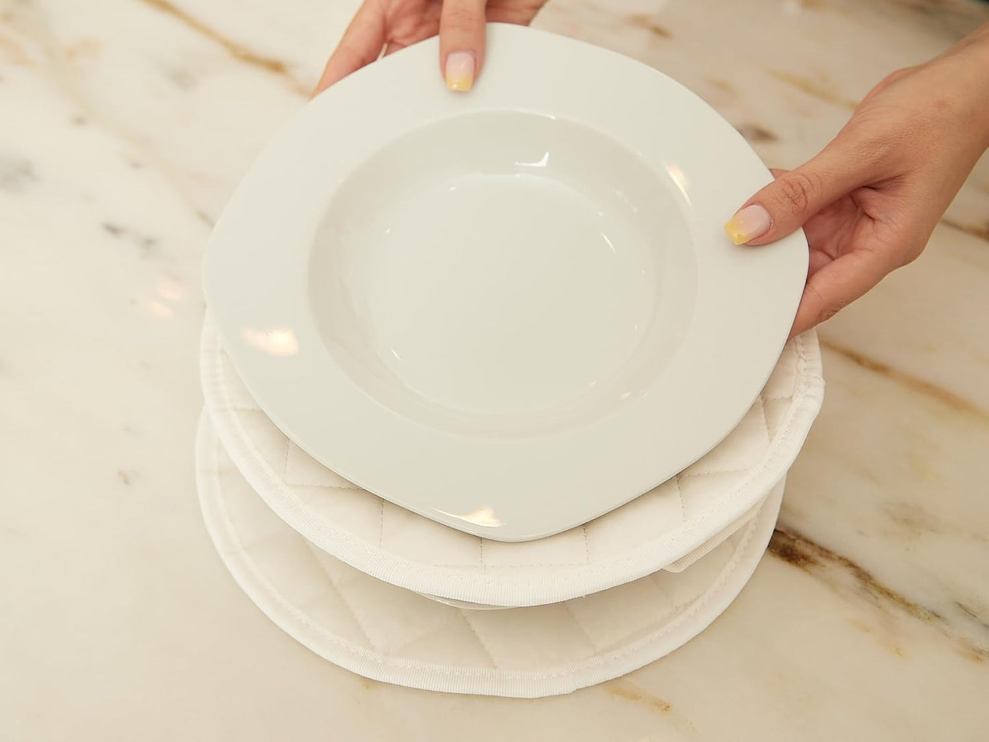 Covermates Keepsakes - Dish Storage Set - Padded Protection - ID Window - Stain Resistant - Machine Washable - China Storage, Cream