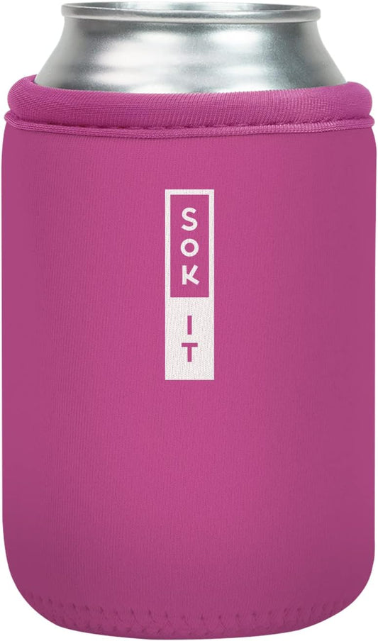 Sok It CanSok Sleeve for Beer & Soda Insulated Neoprene Cover (Bright Pink, 12oz Can Sleeve)