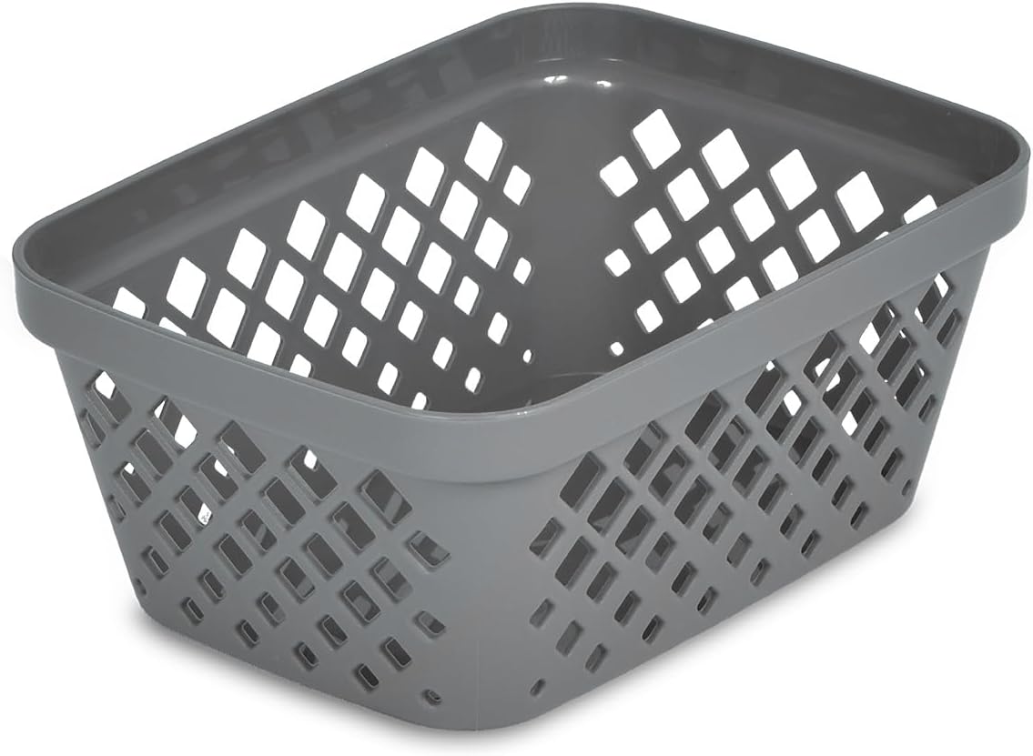 Glad Plastic Storage Basket Set - Multipurpose Drawer Trays, Kitchen Pantry Containers, and Bathroom Bins - 9 Pack Small Organizers, Grey