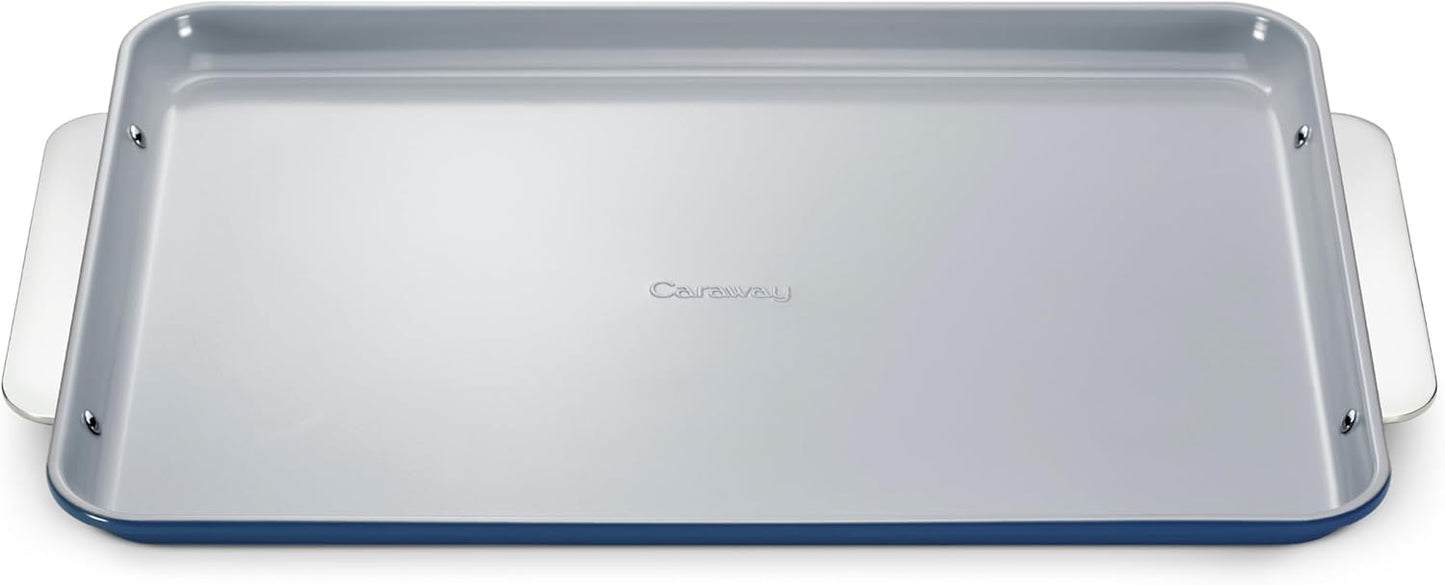 Caraway Non-Stick Ceramic Baking Sheet - Naturally Slick Ceramic Coating - Non-Toxic, PTFE & PFOA Free - Perfect for Baking, Roasting, and More - Large (18" x 13") - Navy