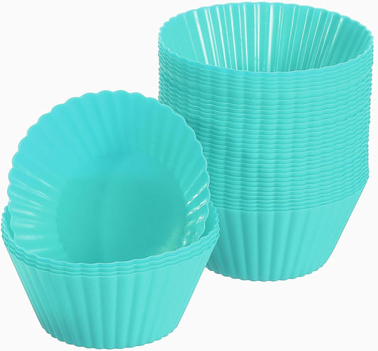 uxcell 36Pcs Silicone Cupcake Liners, Non-Stick Baking Cups, for Cooking Eggs, Baking Muffins and Make a Cake(Mint Green)