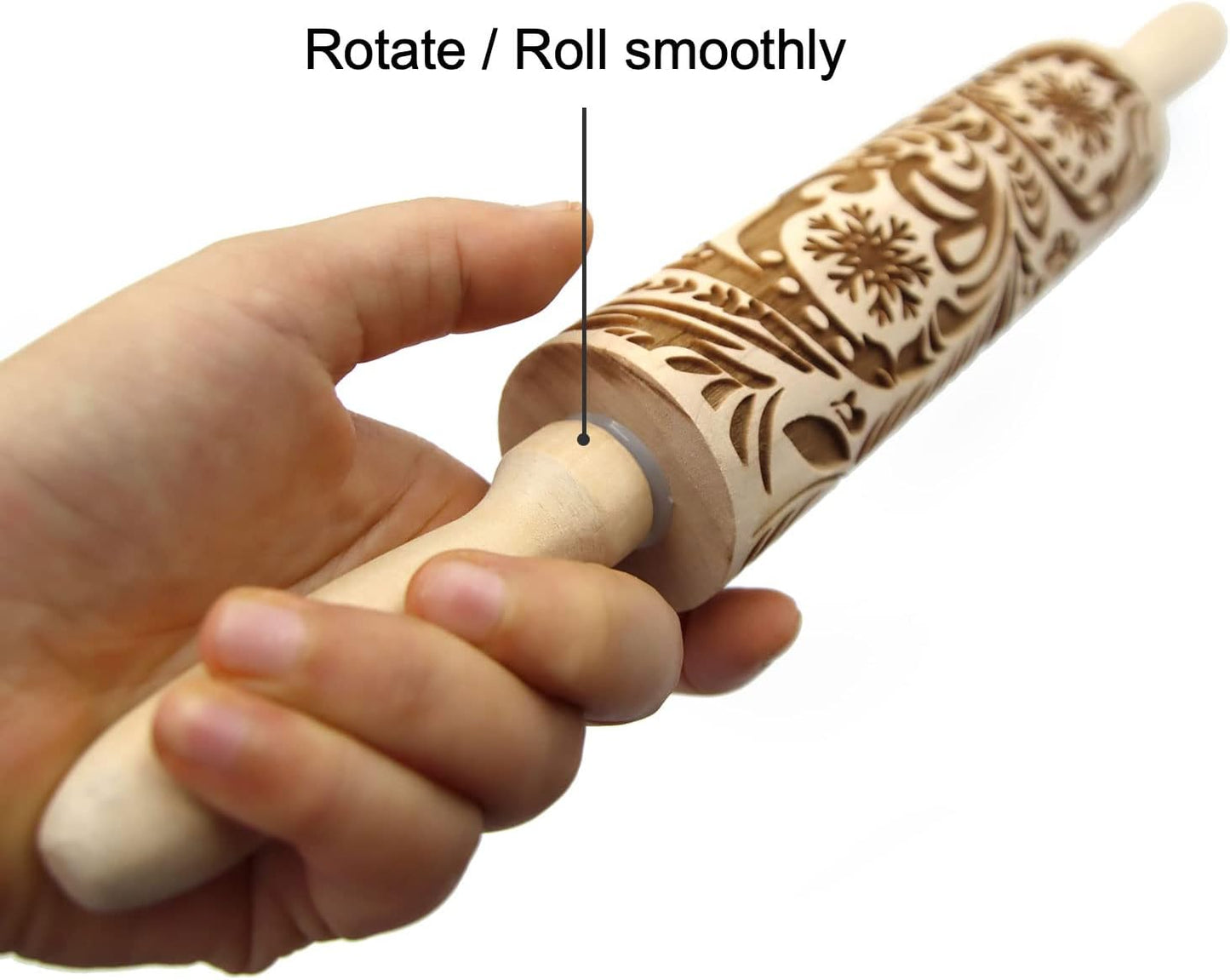 Embossed Wisteria 1 Rolling Pins - Patterned, Flower, Engraved, 3D for Wedding, Holiday, Christmas, Mother, Friends