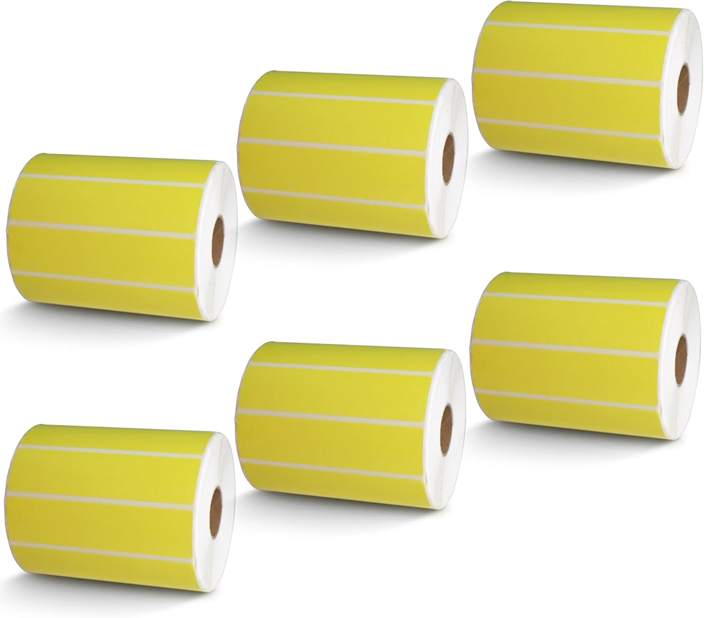 BETCKEY - 4" x 1" Multipurpose Labels Compatible with Zebra & Rollo Label Printer,Premium Adhesive & Perforated[Yellow, 6 Rolls, 8250 Labels]