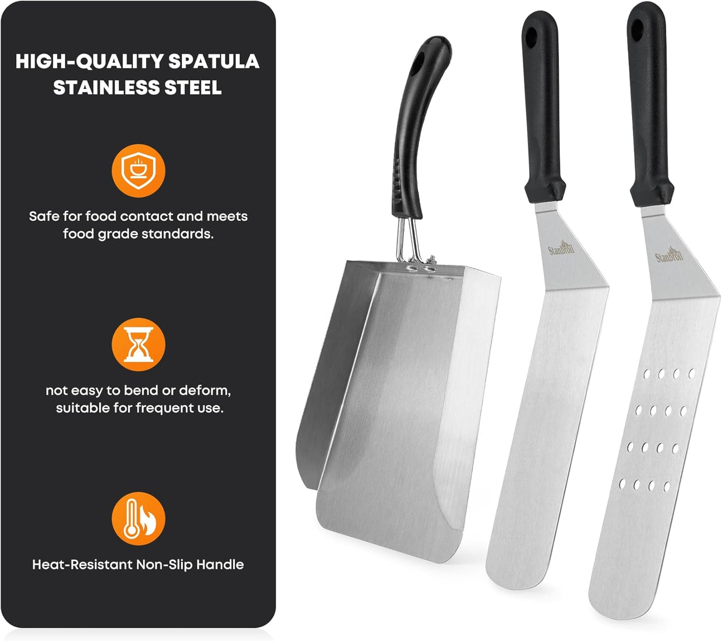Stanbroil Griddle Spatula Set - Stainless Steel, 3 PCS Flat Top Grill Accessories for Blackstone Griddle