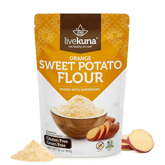 LiveKuna - Orange Sweet Potato Flour, Sweet Potato Flour for Baking, Gluten-Free Baking Flour, Alternative for Almond Flour, Rice Flour & Coconut Flour, Sweet Potato Powder Flour for Soups & Sauces