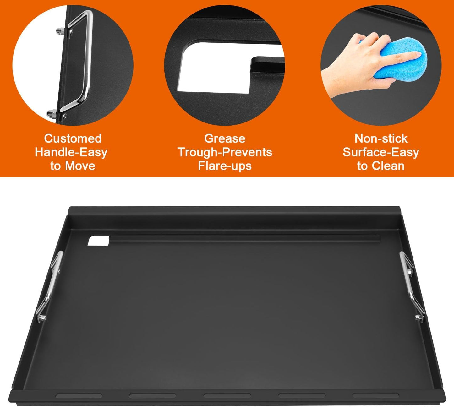 Full-Size Griddle Inserts for Weber Genesis 300 Series Gas Grills, Flat Top Griddle Accessories for Weber Genesis E-310 S-310 E-320 S-320 E-330 S-330 EP-310 EP-320 EP-330 CEP-310 Burner Gas Grills