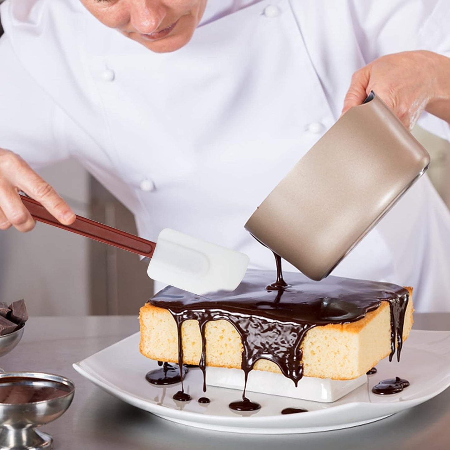 9.5 INCH Silicone Spatulas Heat Resistant Heavy Duty Rubber Spatulas Commercial Spatulas Set for Kitchen Use Silicone Cooking Utensils Sets of 2